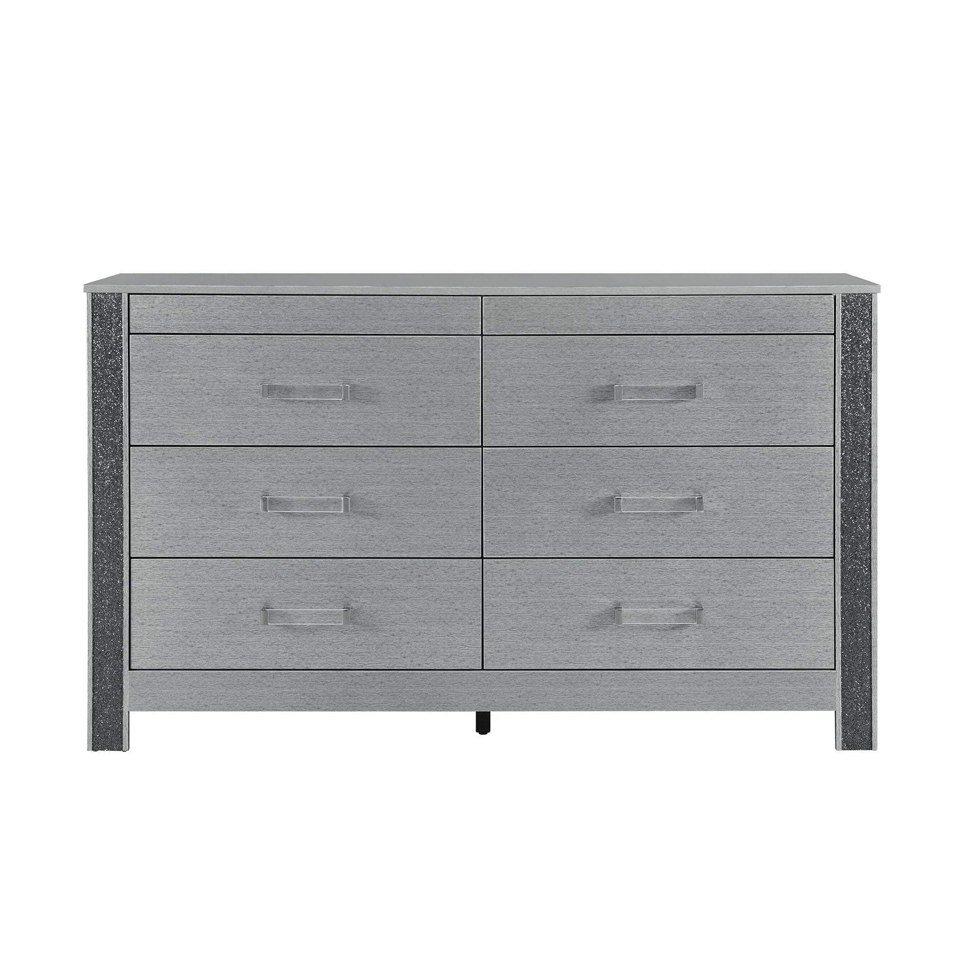 Lorenzo - Dresser With Hidden Jewelry Compartment And Bar Handles In - Silver