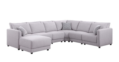 Penelope - Fabric Reversible Modular Sectional Sofa With Ottoman And Pillows