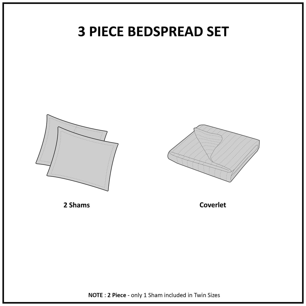 Harper - Reversible 3 Piece Coverlet Set - Taupe