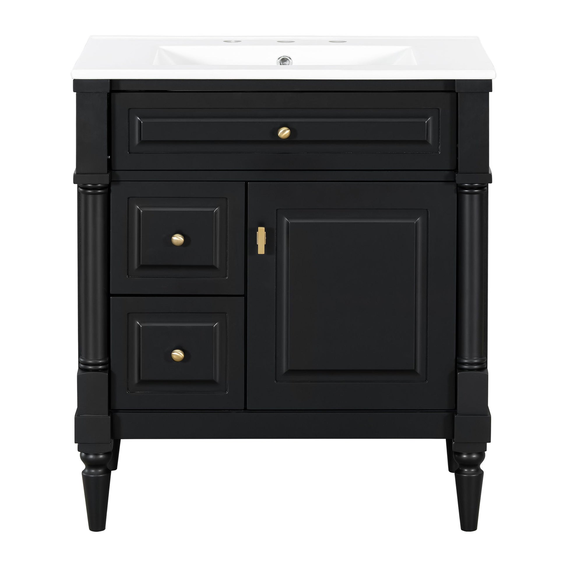 Modern Bathroom Vanity With Sink, Freestanding Cabinet With Flip Drawer & Adjustable Shelf
