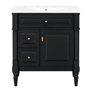 Modern Bathroom Vanity With Sink, Freestanding Cabinet With Flip Drawer & Adjustable Shelf
