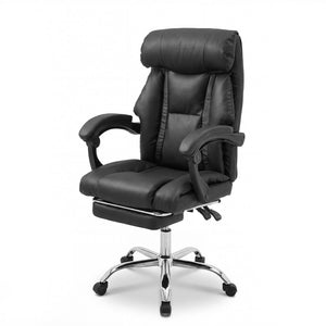 Executive Office Chair With Foot Rest, Adjustable Height - Black