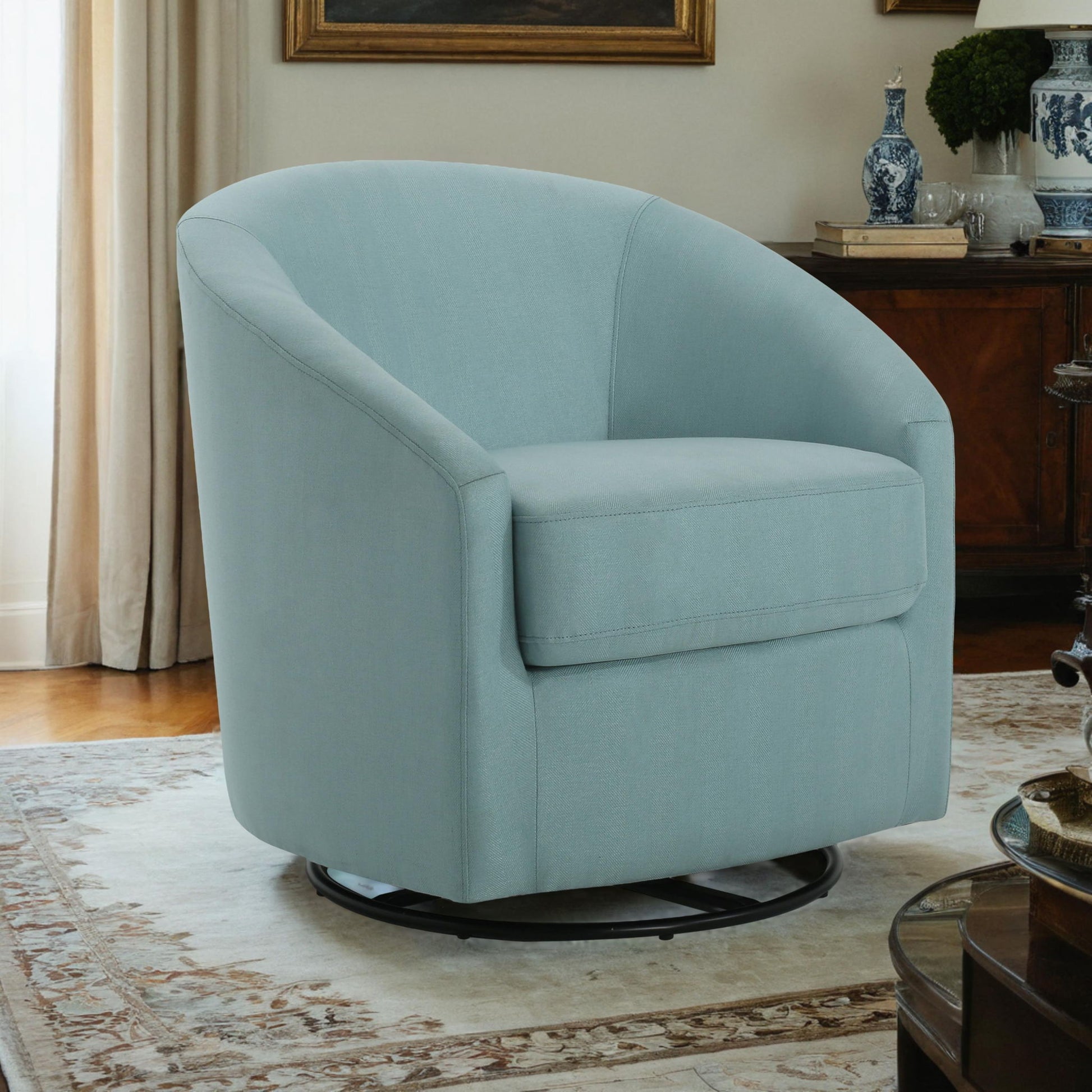 Contemporary Swivel Glider Chair With 360 Degree Rotation