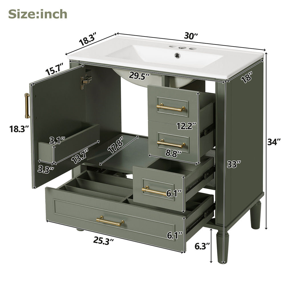 Traditional Bathroom Vanity Set With Soft Close Doors