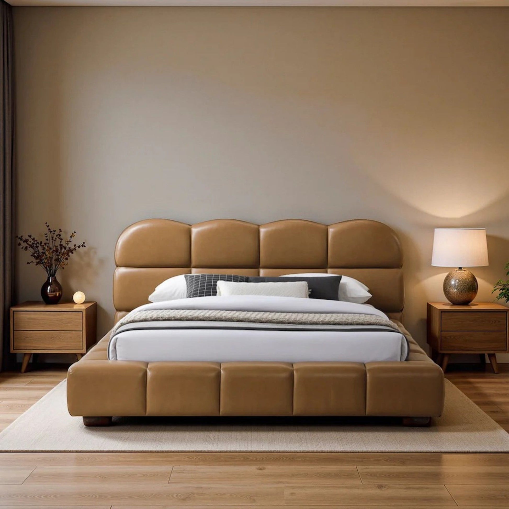 Roswell - Queen Size Platform Bed - Tan
