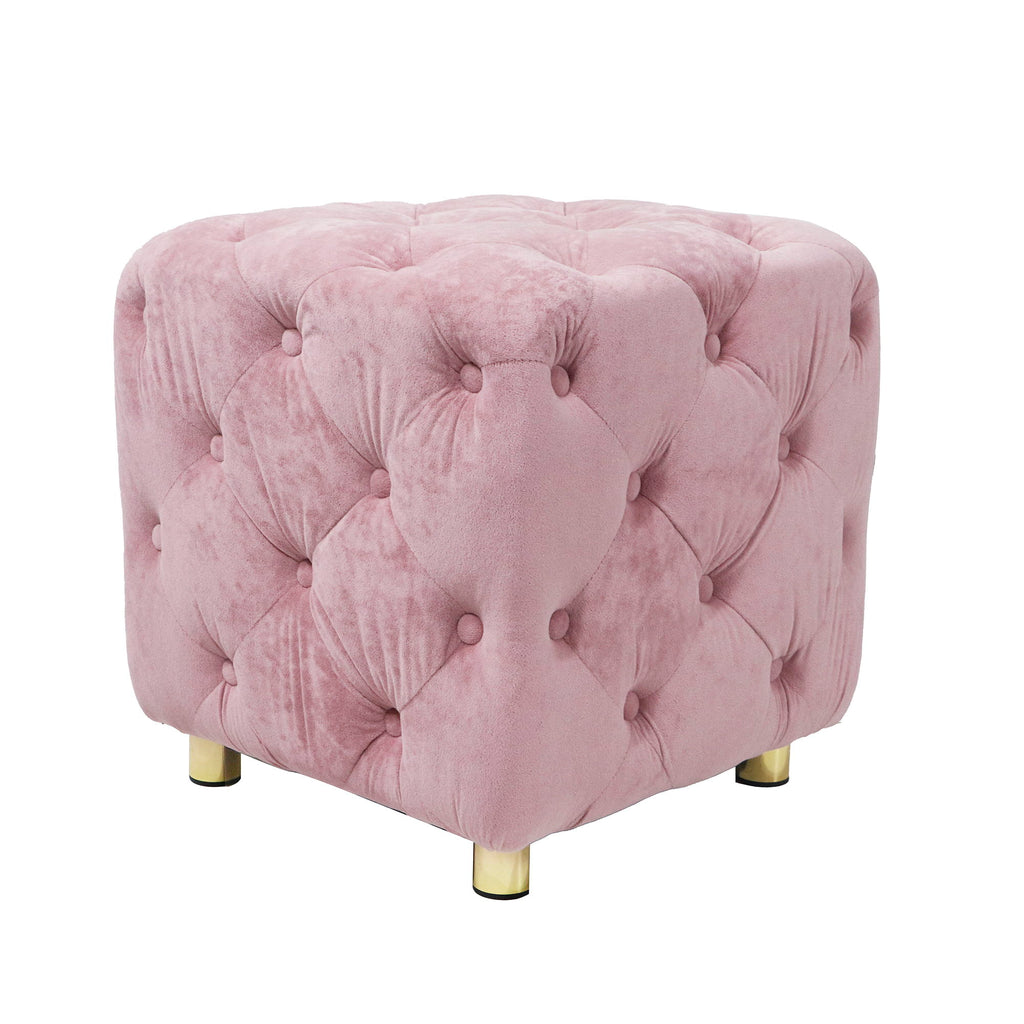 Modern Velvet Upholstered Ottoman, Exquisite Small End Table, Soft Foot Stool, Dressing Makeup Chair, Comfortable Seat For Living Room, Bedroom, Entrance