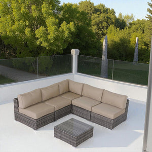 Patio Set With Cushions, 4 Piece, Rustproof - Gray Mix