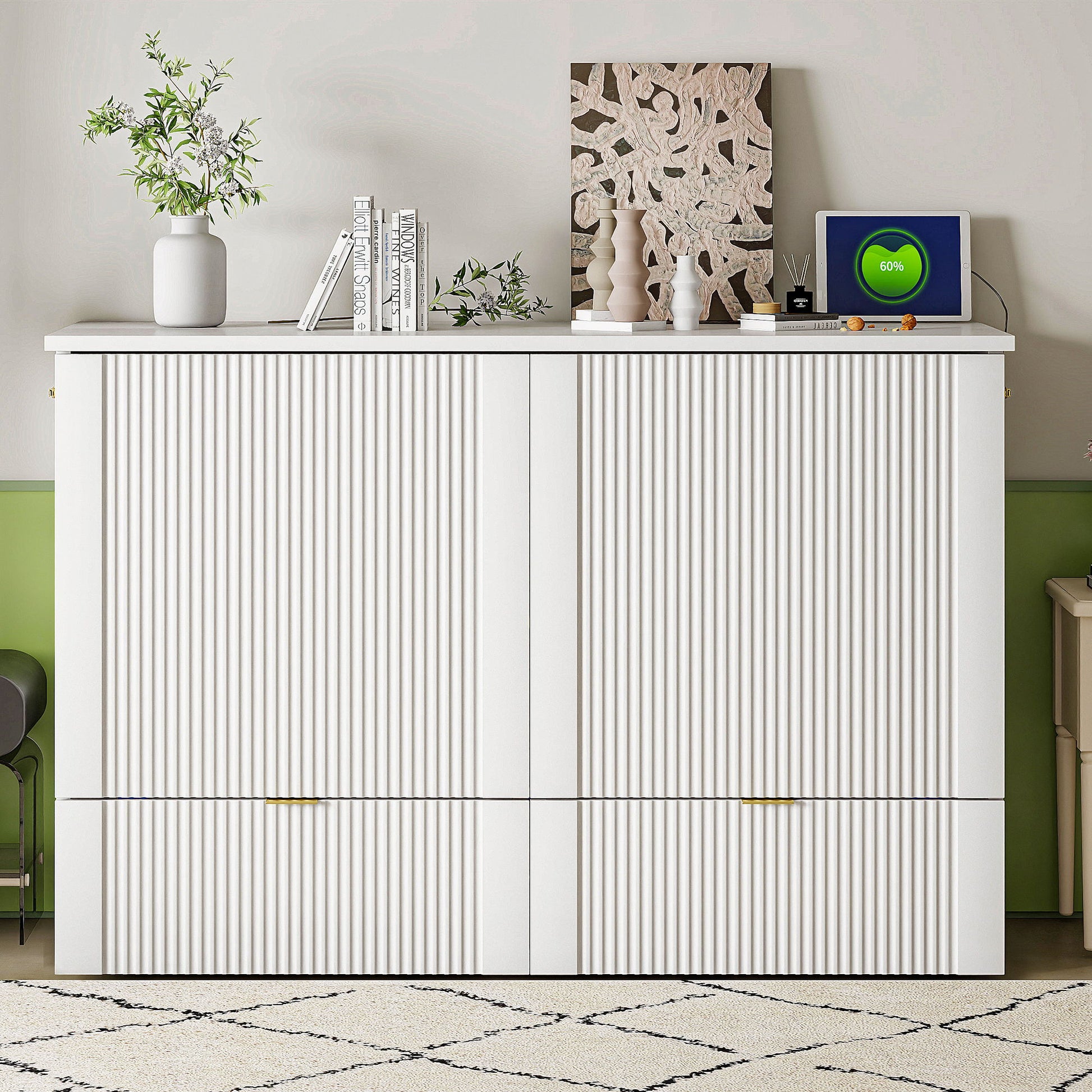 Murphy Bed With Drawer And A Set Of Sockets & USB Ports, Pulley Structure Design