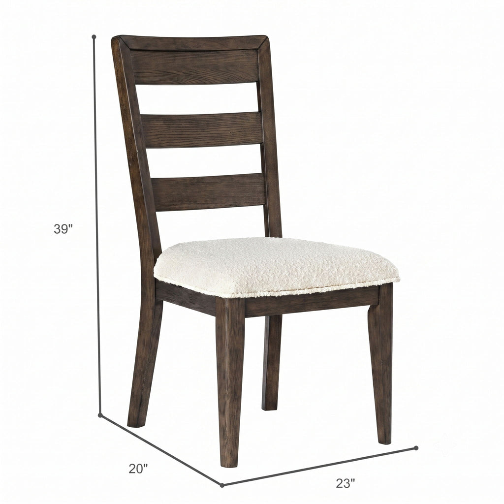 Upholstered Dining Chair With Ladder Back Design (Set of 2) - Dark Oak