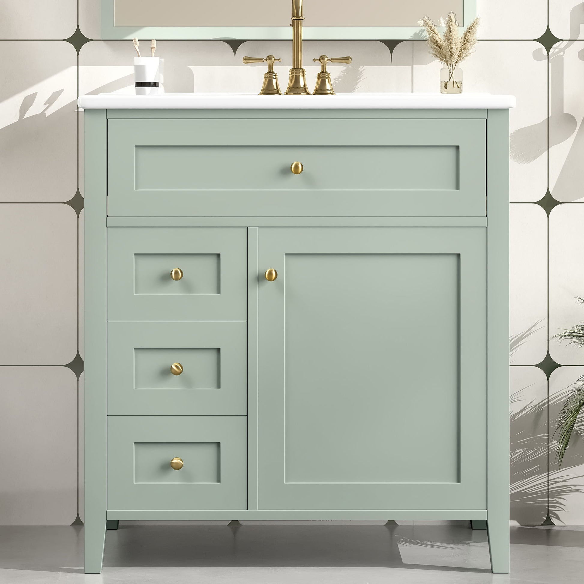 Bathroom Vanity With Sink, 3 Drawers And Adjustable Shelf, Freestanding Storage Unit