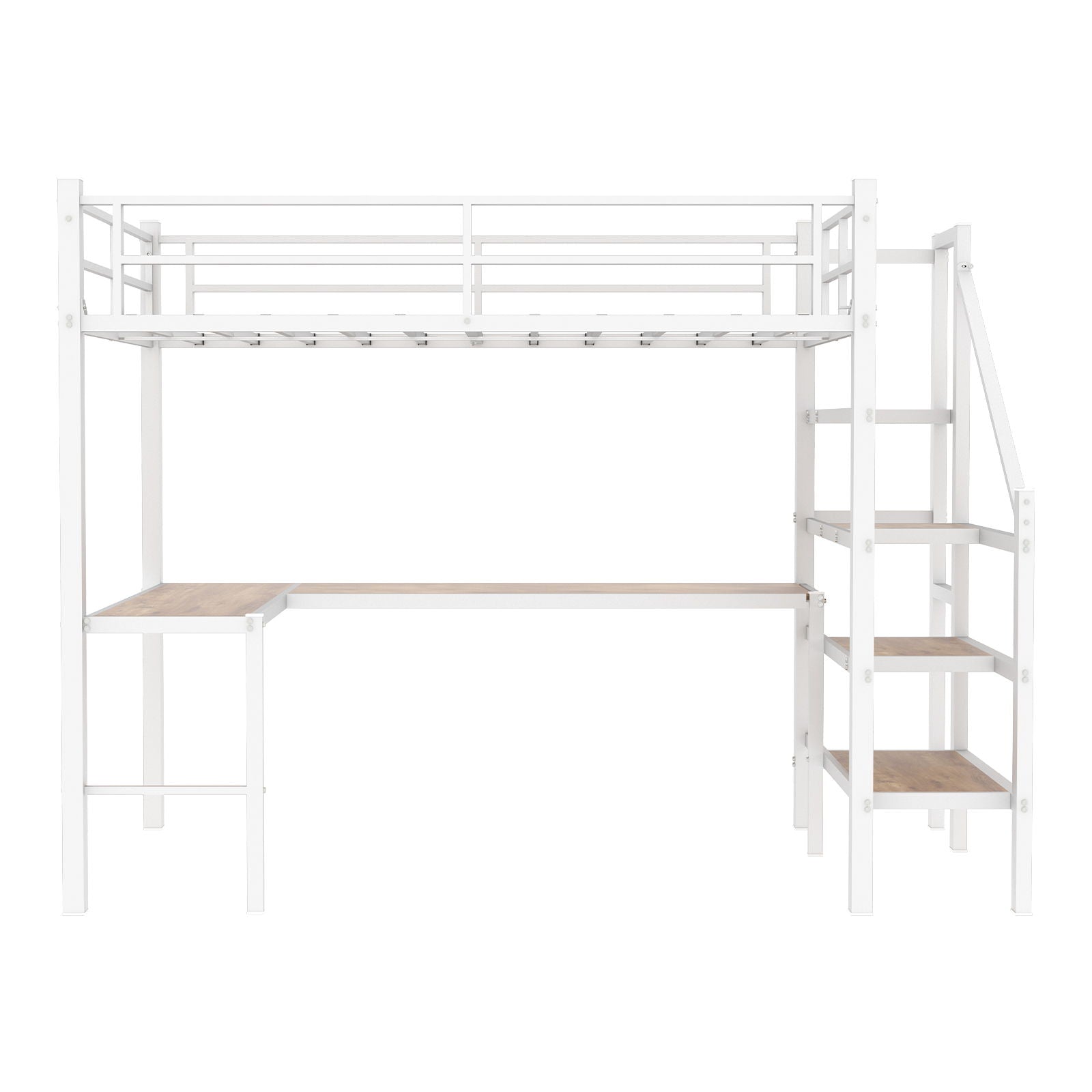 Loft Bed With L-Shaped Desk, Large Storage Space