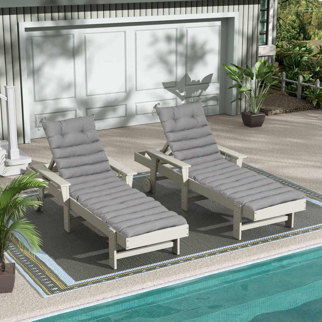 2 Piece Outdoor Chaise Lounge Chair Cushion Set