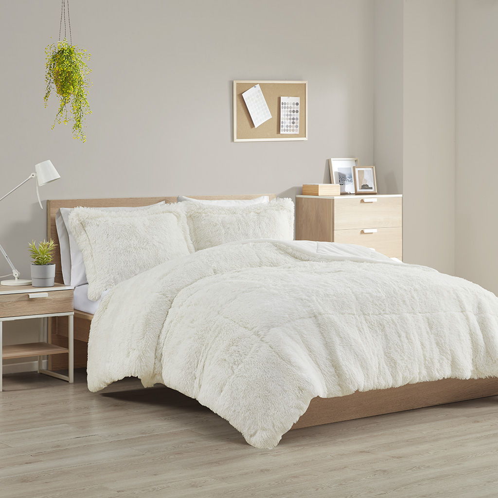 Malea - Shaggy Comforter Mini Set - Ivory