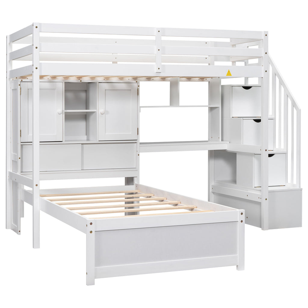 Loft Bed With Built In Desk And Staircase