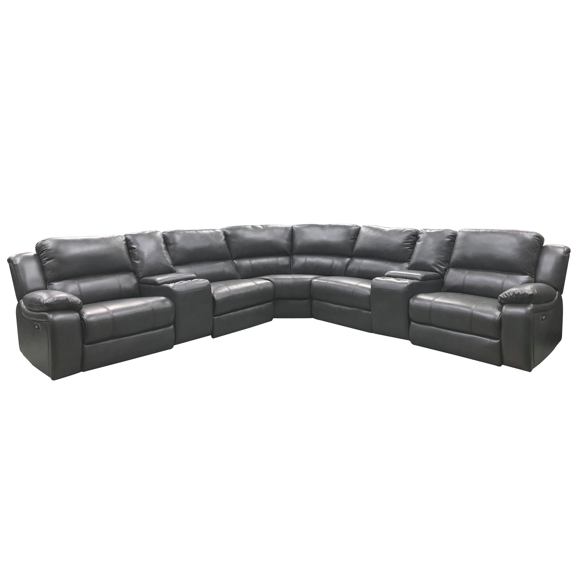 Power Reclining Sectional Sofa With 3 Adjustable Recliners, USB Ports & Cup Holders, Oversized Seating For Living Room - Black