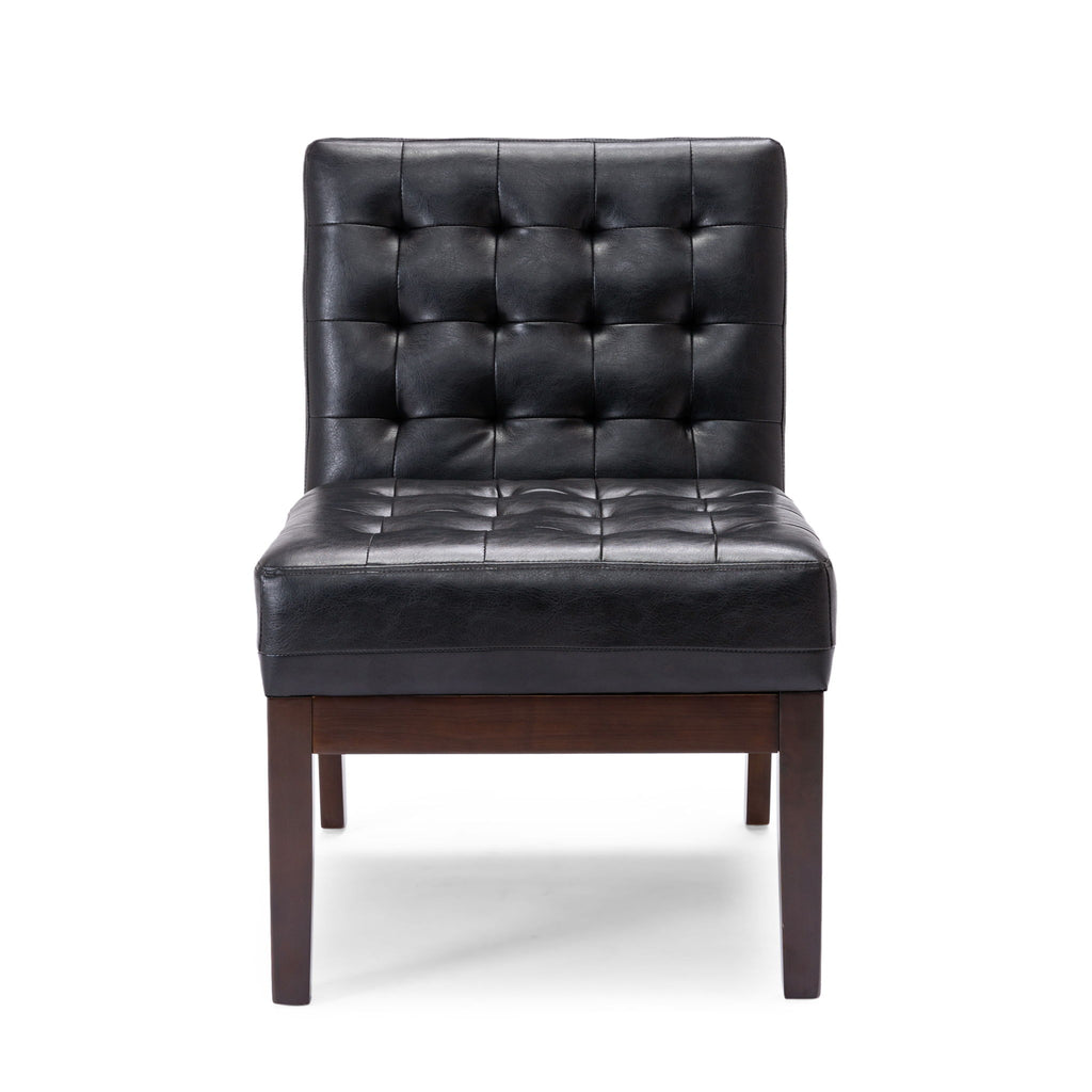 Contemporary Accent Chair With Tufted Waffle Stitch - Black