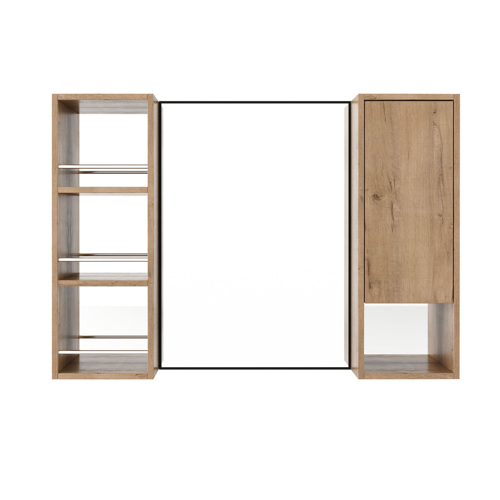 39.4" Wall Mounted Bathroom Cabinet With Storage And - Imitative Oak