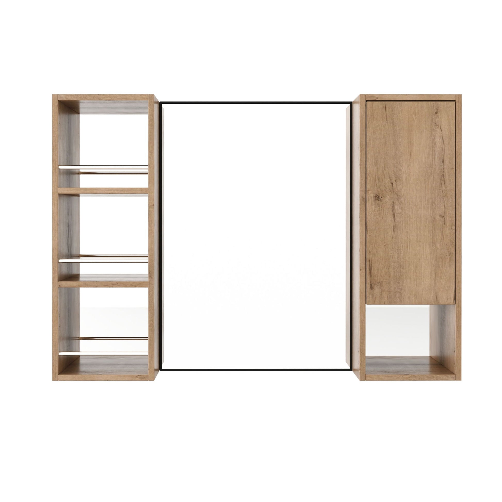 39.4" Wall Mounted Bathroom Cabinet With Storage And - Imitative Oak