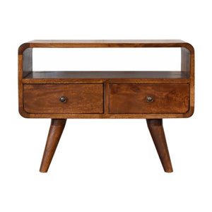 Solid Wood Curved Media Unit