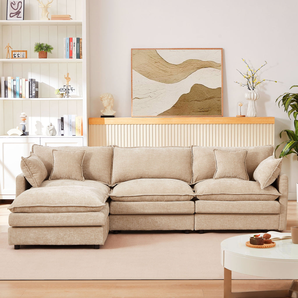 Modular L-Shaped Sectional Sofa With Movable Ottoman