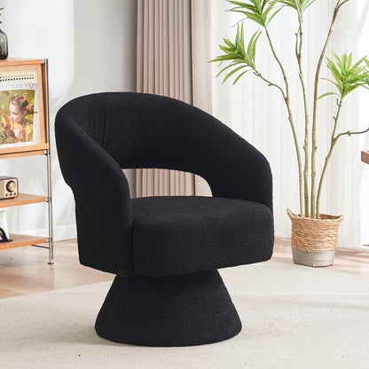 Swivel Accent Chair Armchair, Round Barrel Chair For Living Room Bedroom - Teddy Fabric