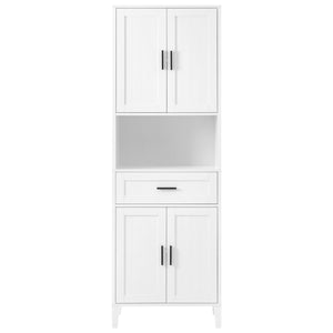 Freestanding Tall Bathroom Cabinet With Soft Close Doors And Adjustable Shelves