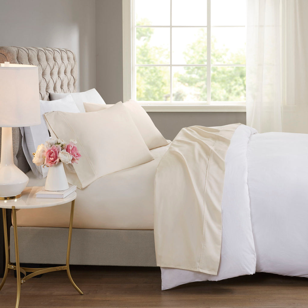 600 Thread Count - Cooling Cotton Blend 4-Piece Sheet Set - Ivory