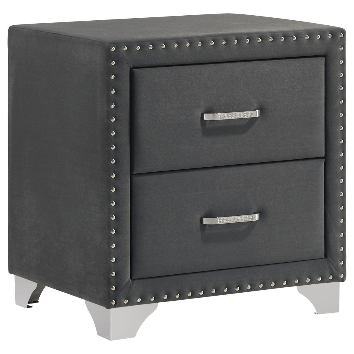 Upholstered 2 Drawer Nightstand With Accents