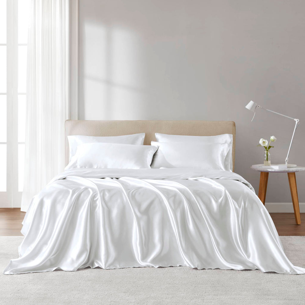 Satin - 4 Piece Twin Luxury Sheet Set - White
