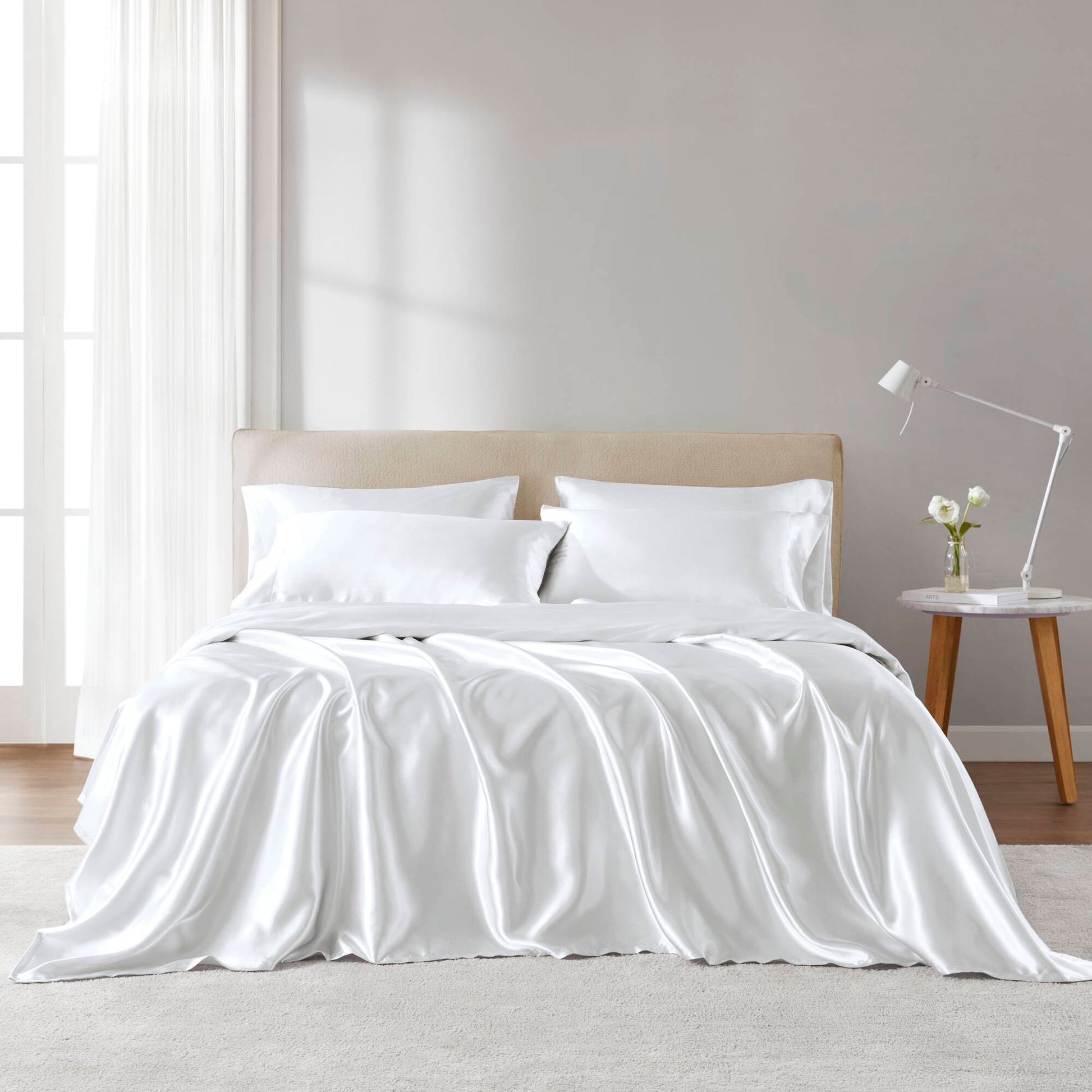 Satin - King Wrinkle Free Luxurious (Set of 6) - White
