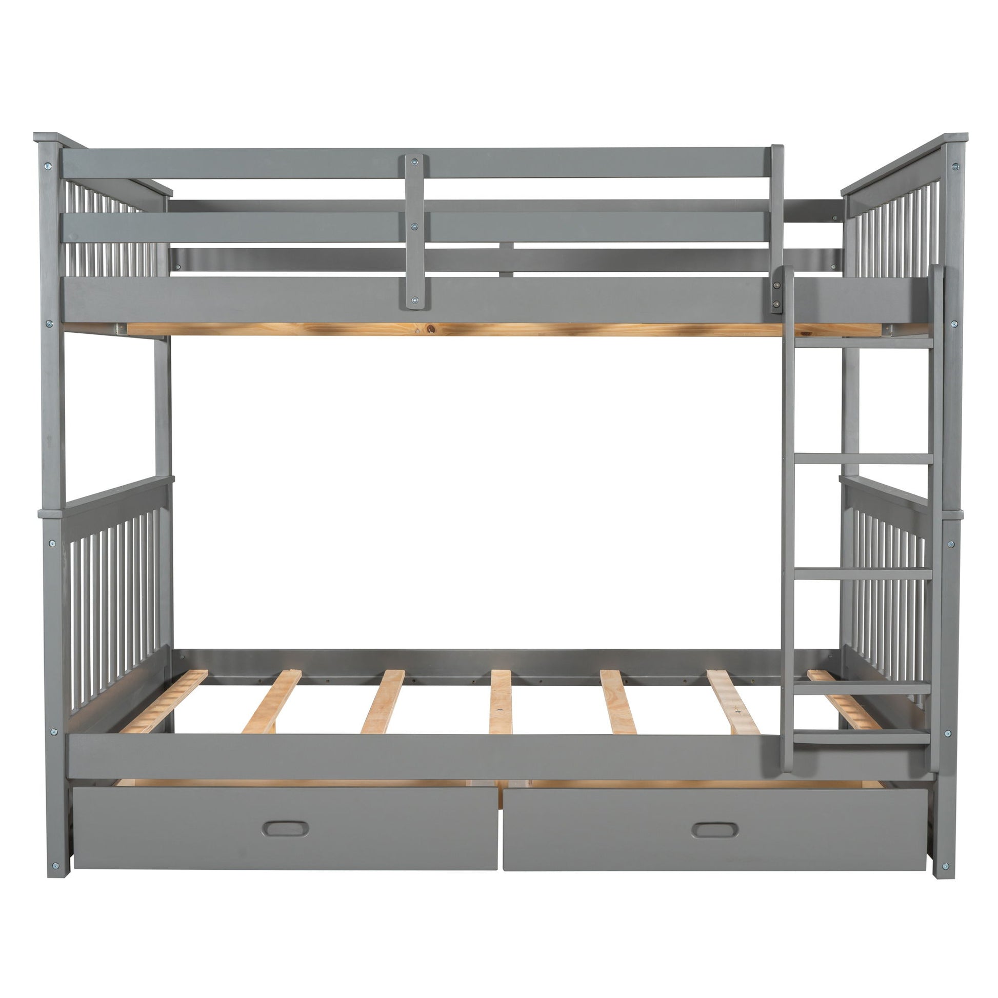 Bunk Bed With Ladders And 2 Storage Drawers