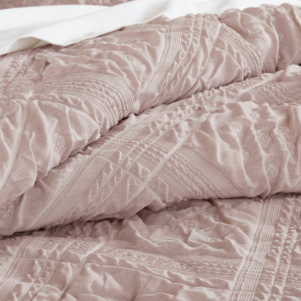 Mona - King 5 Piece Sculpted Comforter Set - Pink