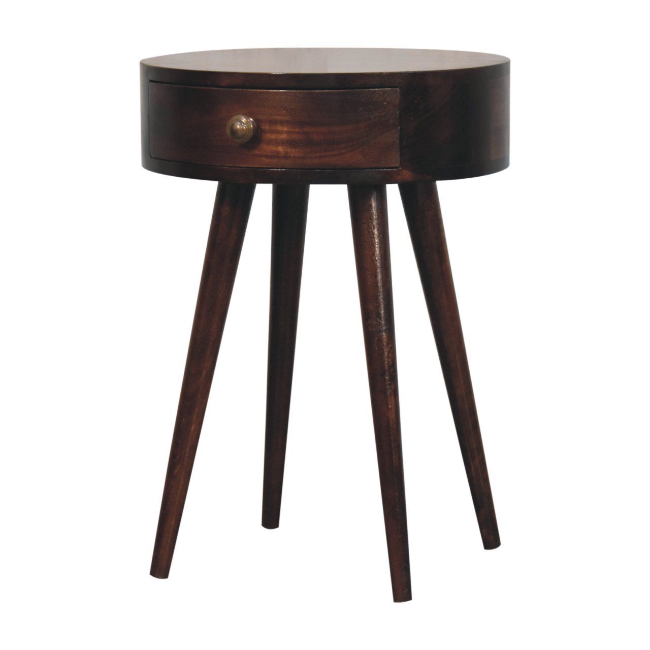 Circular Shaped Bedside Table - Walnut