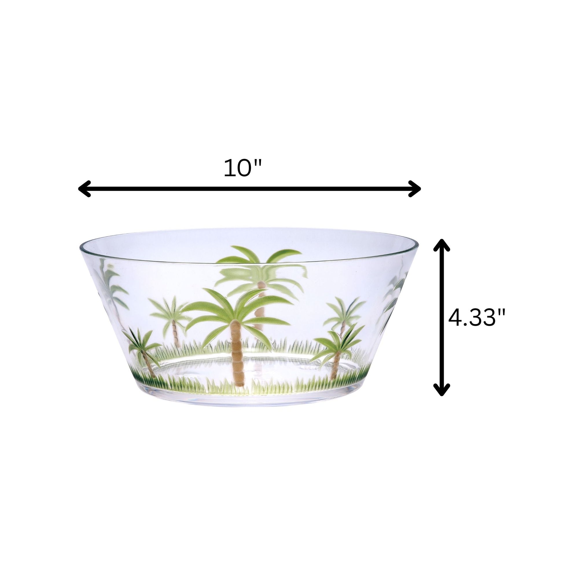 Palm Tree Acrylic Serving Bowls, Unbreakable Large Plastic Bowls