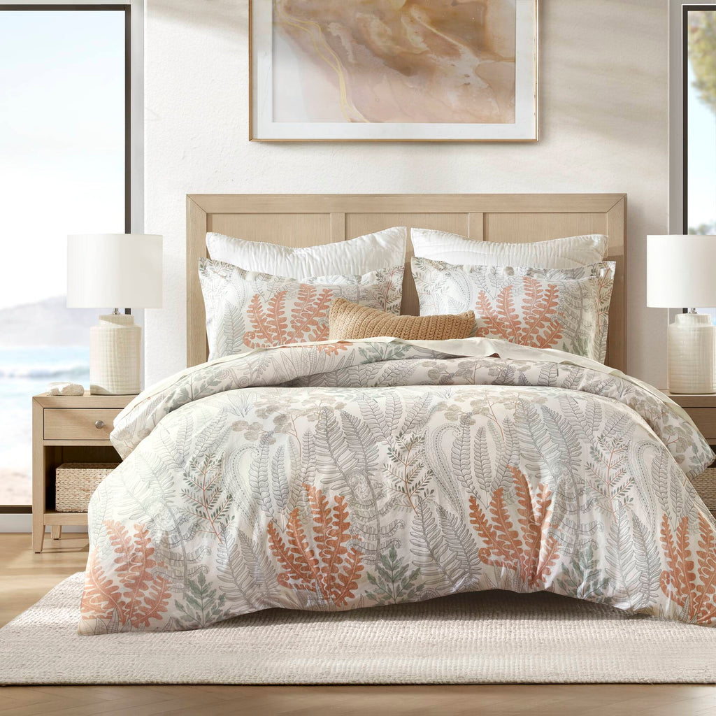 Fashion - King 100% Sateen Duvet Cover Set - Terracotta / Linen