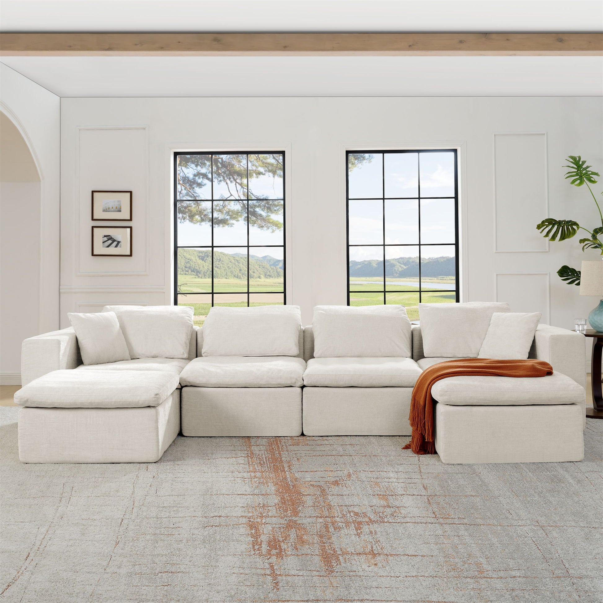 Modern Minimalist Cloud Sectional Couch With Comfy Chaise, U Shaped Modular Sofa