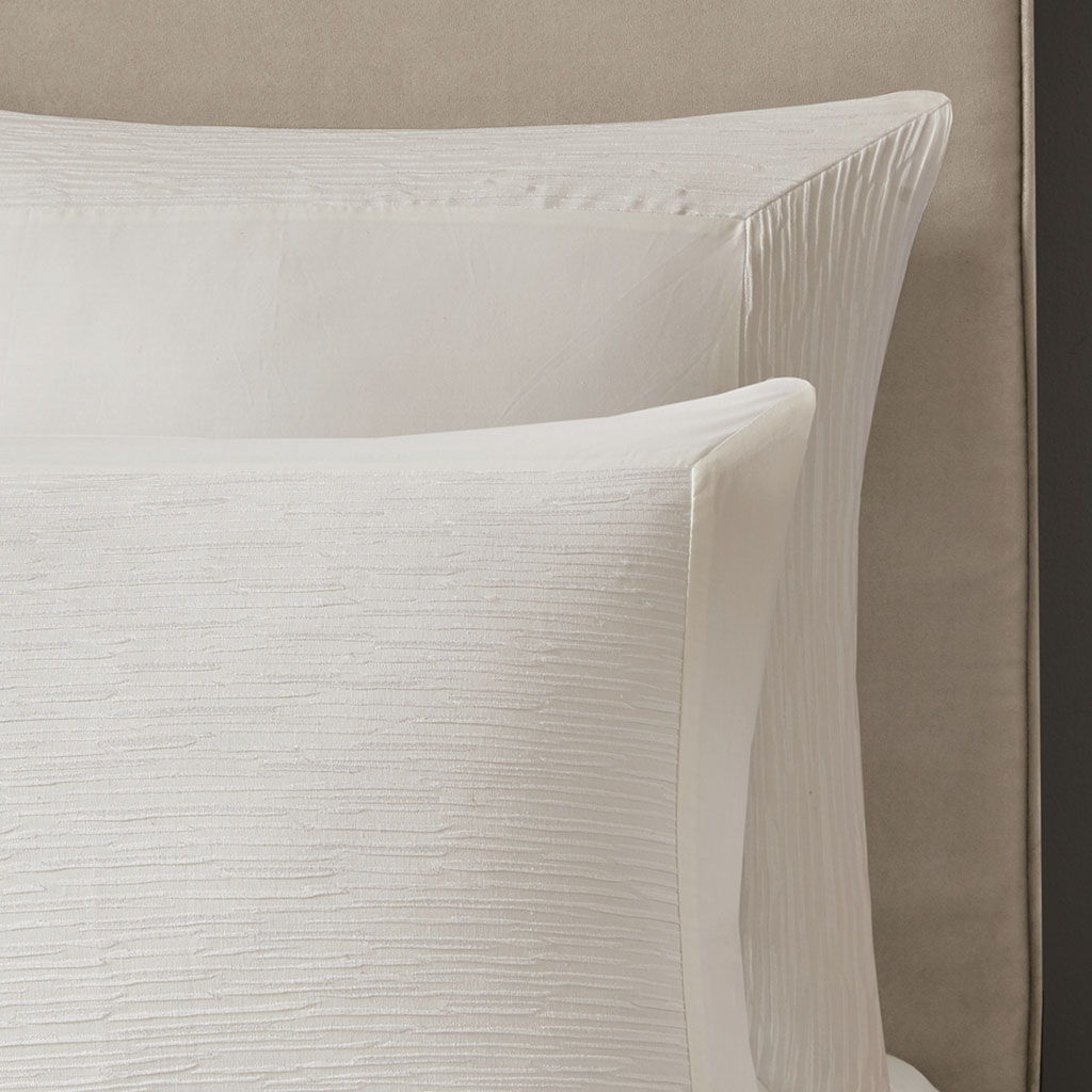 Hanae - Blend Yarn Dyed 3 Piece Duvet Cover Set - White