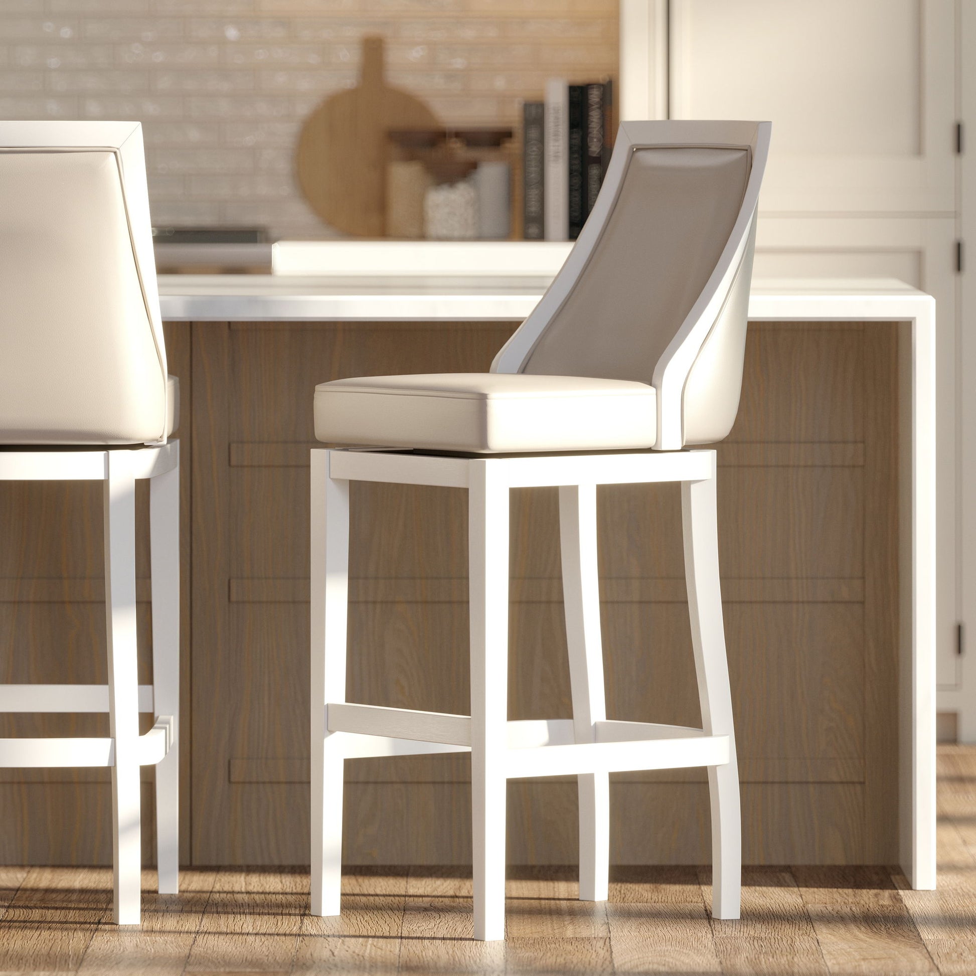 Modern Swivel Stool With Tall Back