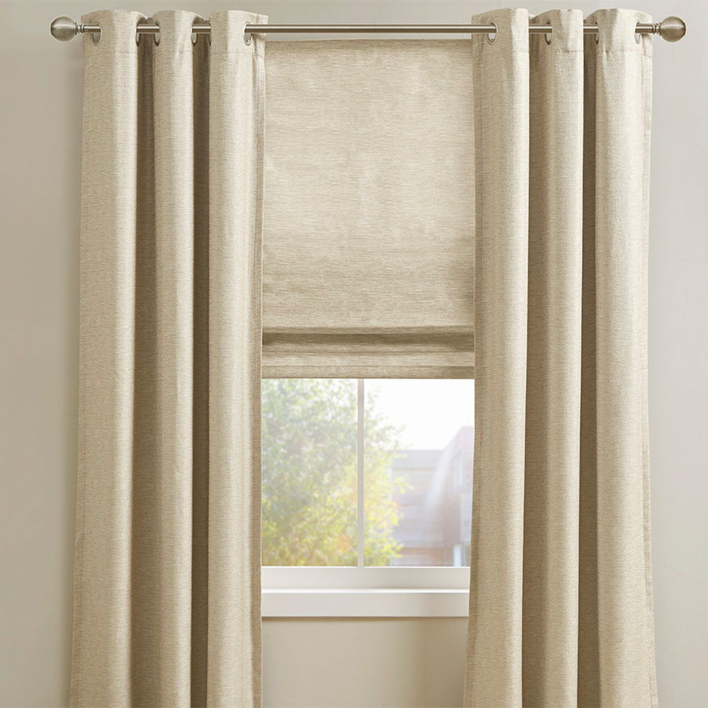 Como - 33" Printed Room Darkening Cordless Roman Shade - Taupe