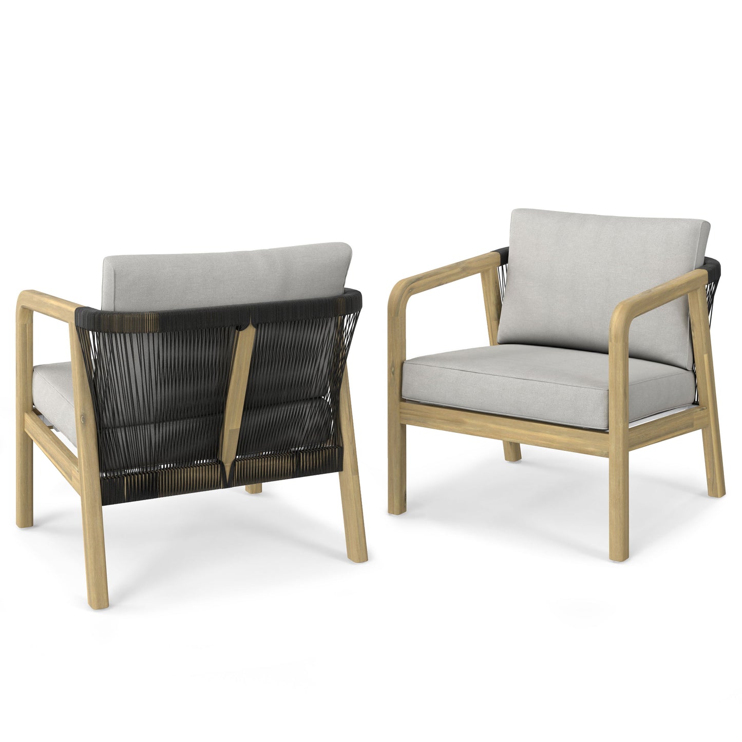 Palmetto - Outdoor Conversation Chair (Set of 2) - Stone Grey