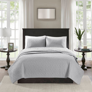 Quebec - King Reversible Coverlet Set - Gray