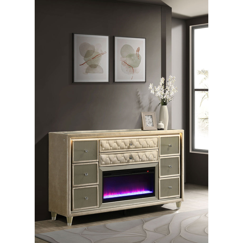 Mika - 8 Drawer LED Fireplace Dresser