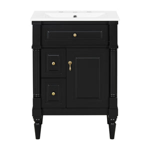 Freestanding Bathroom Vanity With Sink, Adjustable Shelf & Flip Drawer