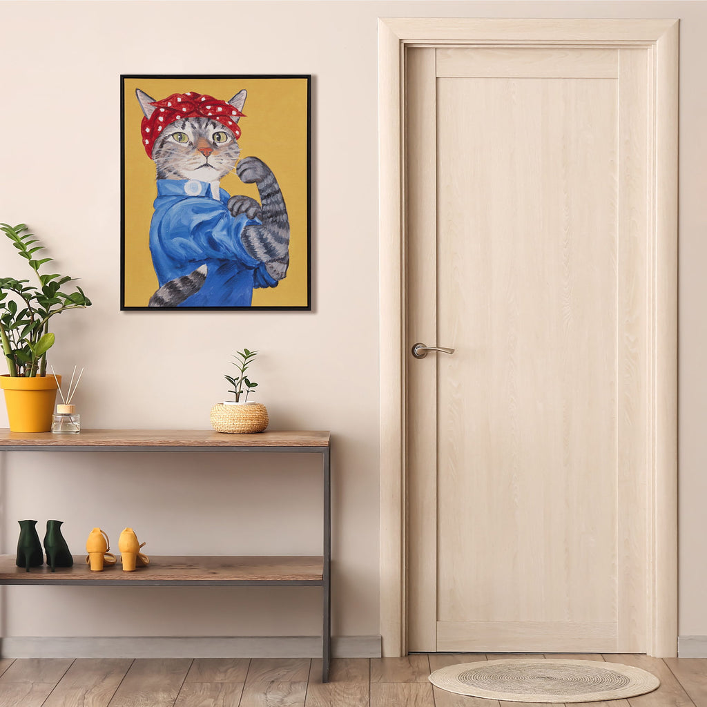 Pet Portrait - Rosie The Feline Framed Canvas Wall Art - Rosie Feline
