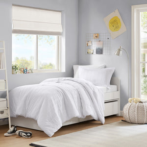 Logan - Twin/Twin Long Striped Comforter Set - White