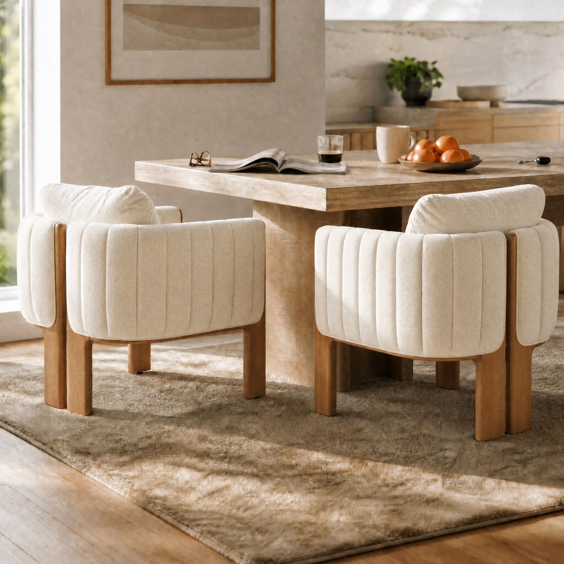 Upholstered Dining Chair With Vertical Channel Tufting
