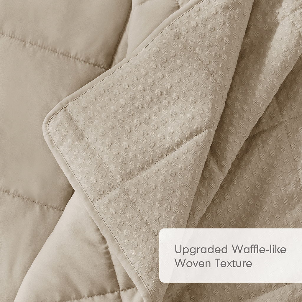 Mina - Twin/Twin Long Waffle Weave Textured Quilt Set - Neutral