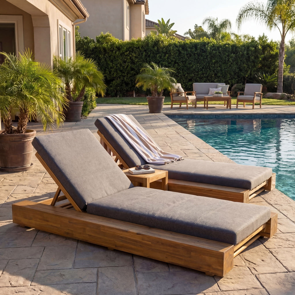 Outdoor Chaise Lounges With Water-Resistant Cushions