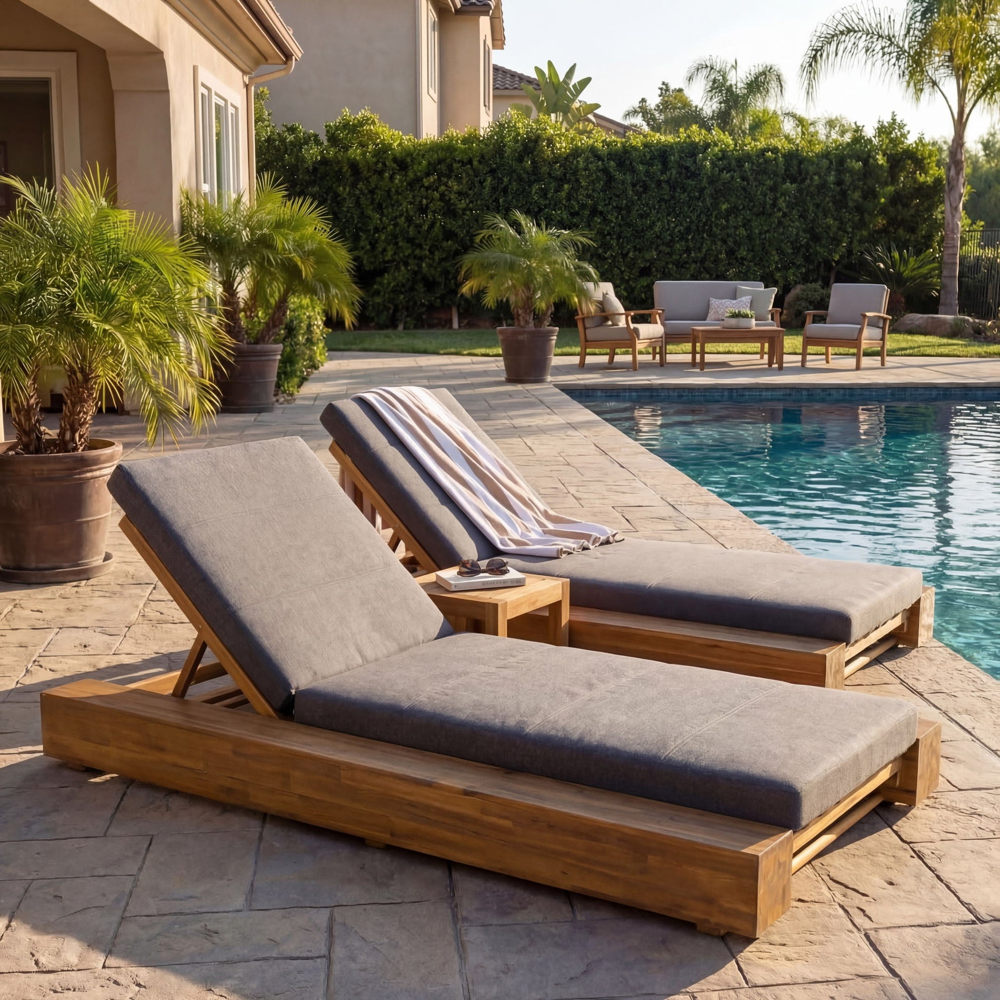 Outdoor Chaise Lounges With Water-Resistant Cushions