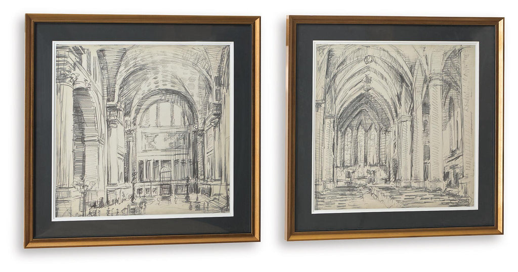 Downyard - Wall Art Set (Set of 2) - Black / Beige